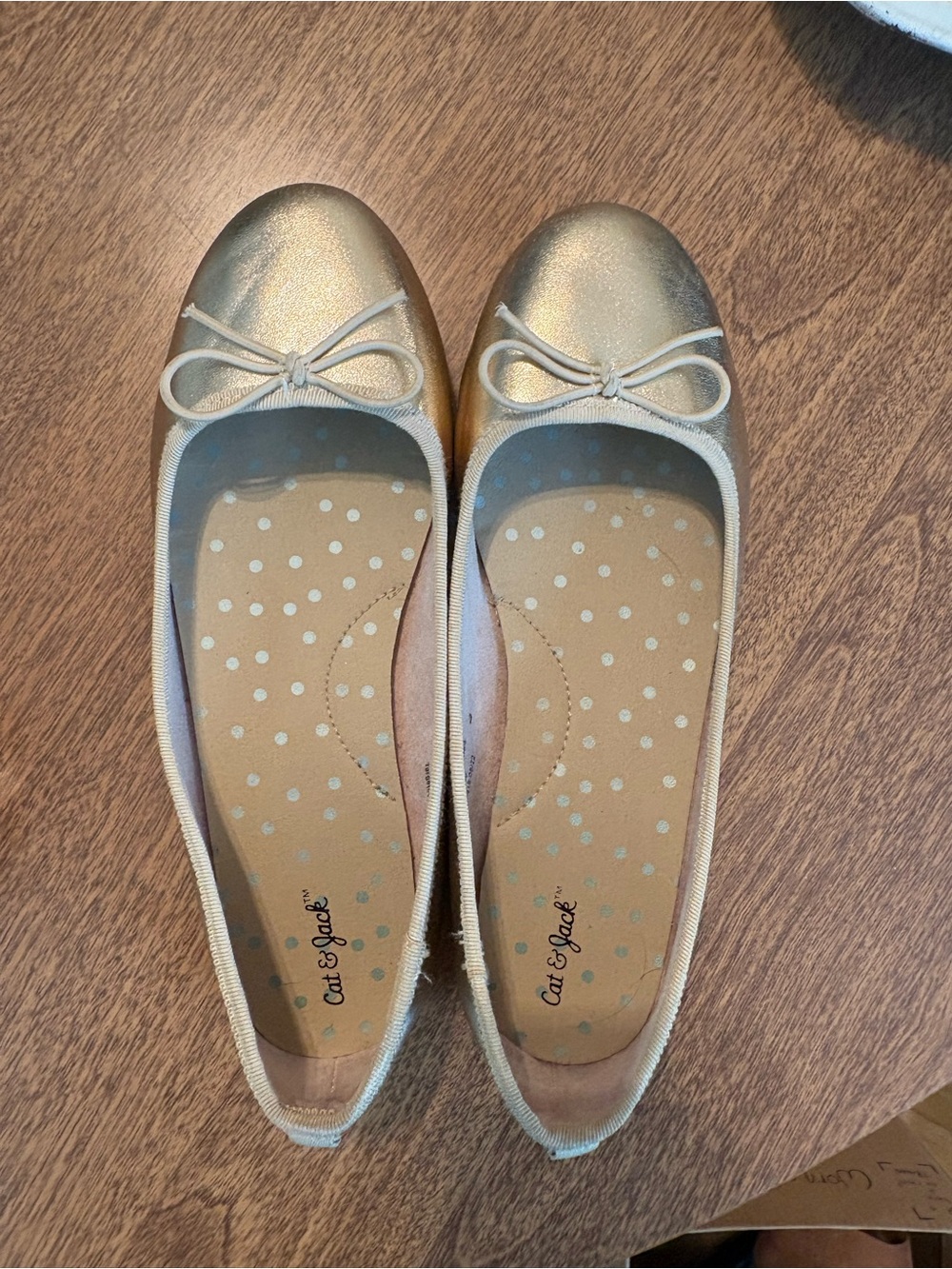 Gold dress slip on shoe